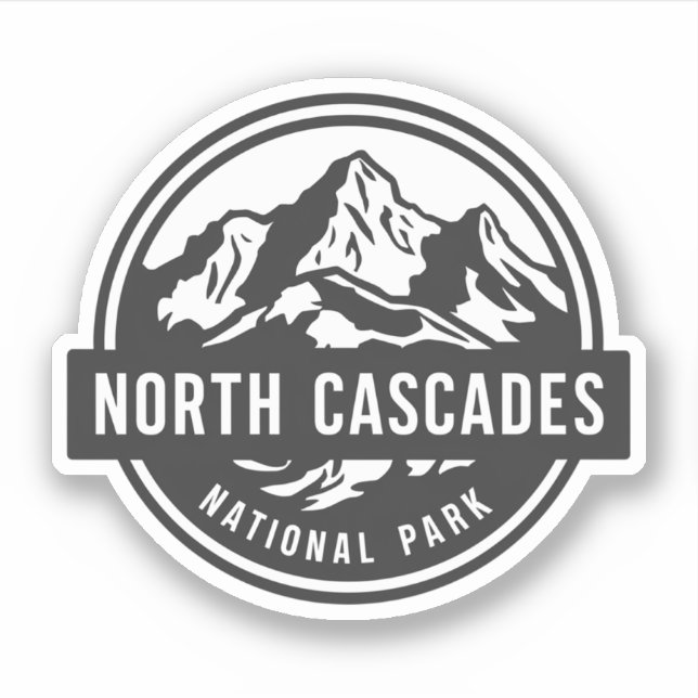 North Cascades National Park Black White Emblem  (Front)