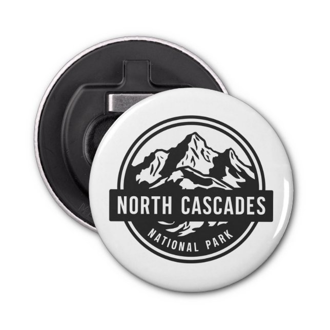 North Cascades National Park Black White Emblem  Bottle Opener (Front)