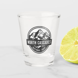 North Cascades National Park Black White Emblem Shot Glass