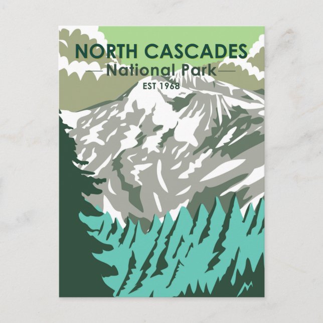 North Cascades National Park Goode Mountain Retro Postcard (Front)