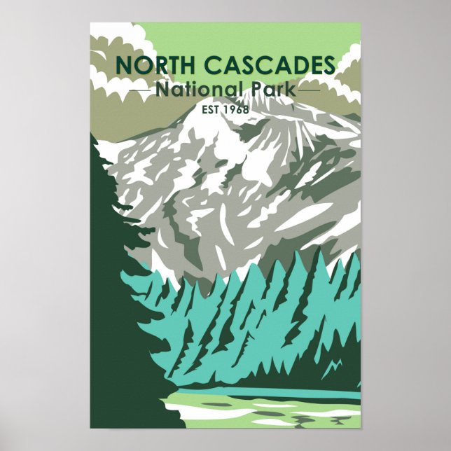 North Cascades National Park Goode Mountain Retro  Poster (Front)