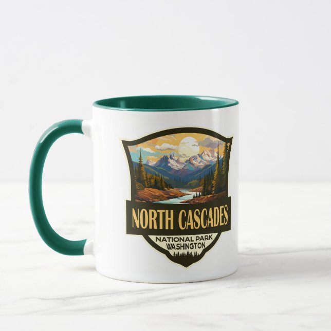 North Cascades National Park Illustration Travel Mug (Left)