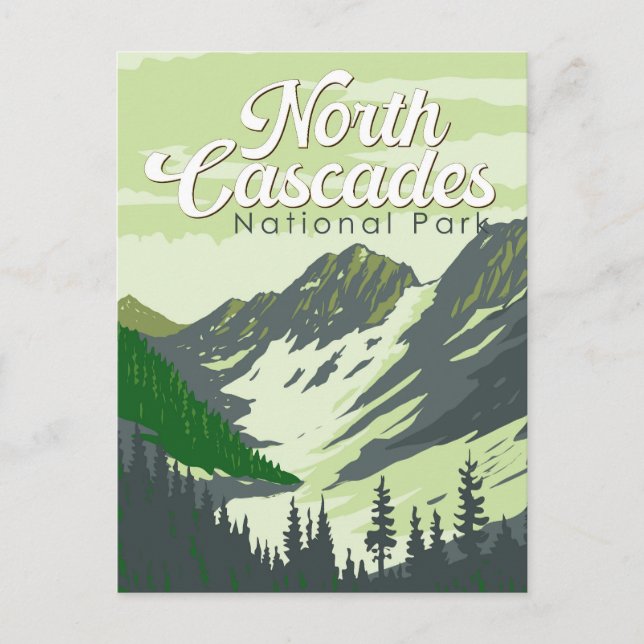 North Cascades National Park Illustration Travel Postcard (Front)