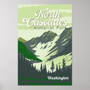 North Cascades National Park Illustration Travel Poster