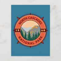 North Cascades National Park Retro Compass Emblem