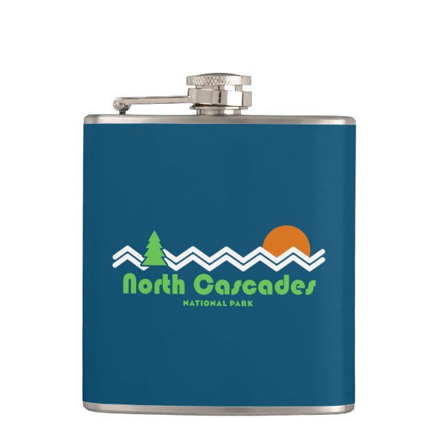 North Cascades National Park Retro Hip Flask (Front)