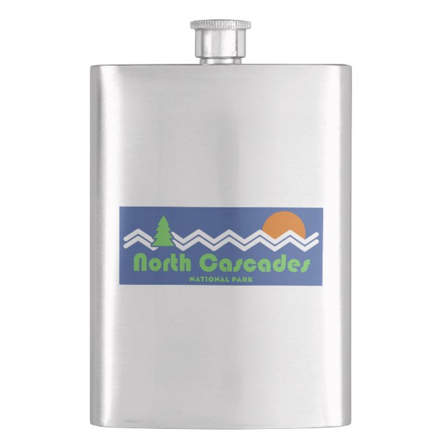 North Cascades National Park Retro Hip Flask (Front)