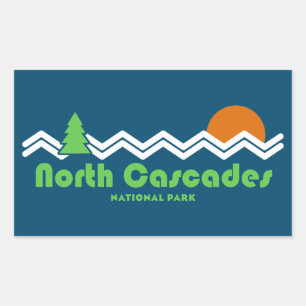 North Cascades National Park Retro Rectangular Sticker