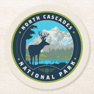 North Cascades National Park Round Paper Coaster