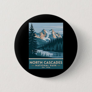 North Cascades National Park Vintage Camping Men W 6 Cm Round Badge