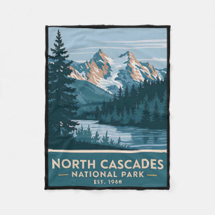 North Cascades National Park Vintage Camping Men W Fleece Blanket