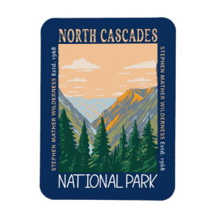 North Cascades National Park Vintage Distressed Magnet