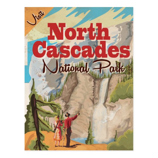 North Cascades national park Vintage Travel Poster Postcard