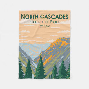 North Cascades National Park Washington Vintage Fleece Blanket