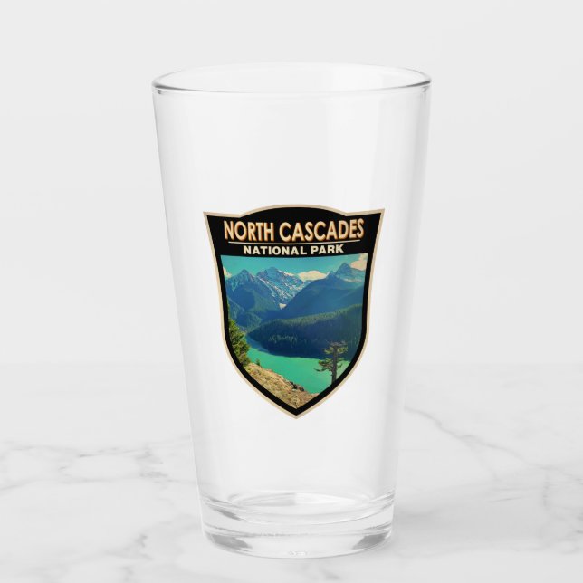 North Cascades National Park Washington Watercolor Glass (Front)