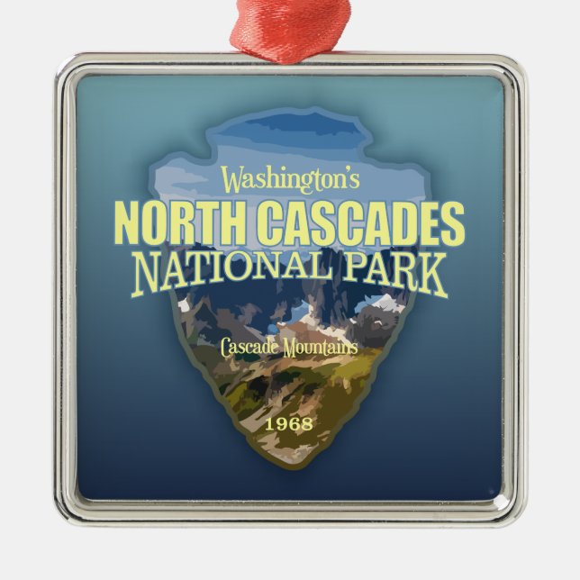 North Cascades NP (arrowhead) Metal Tree Decoration (Front)