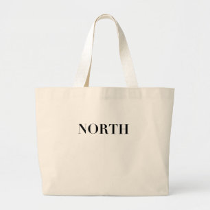 North Classic Timeless Minimal Black Logo Large Tote Bag