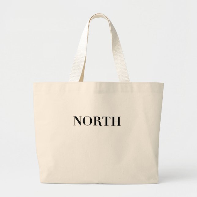 North | Classic Timeless Minimal Black Logo Large Tote Bag (Front)