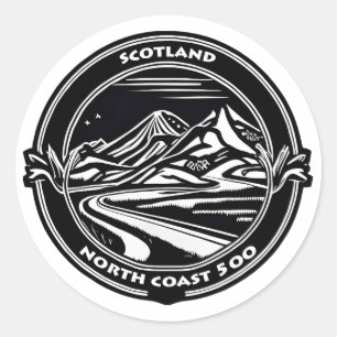 north coast 500 scotland classic round sticker