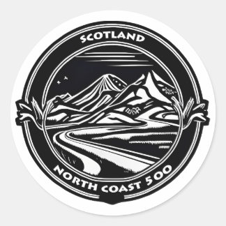north coast 500 scotland  classic round sticker