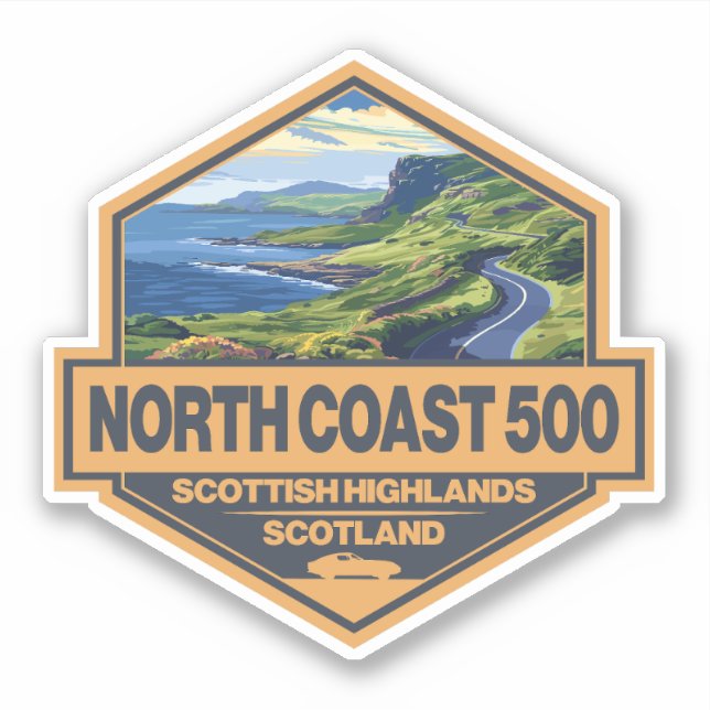 North Coast 500 Scotland Travel Art Badge (Front)