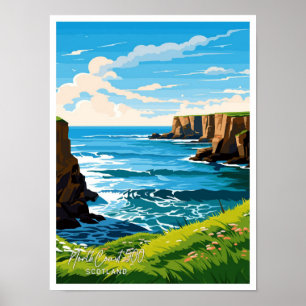 North Coast 500 Scotland Travel Illustration Poster