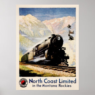 North Coast Limited Train Railway Travel Poster Ad