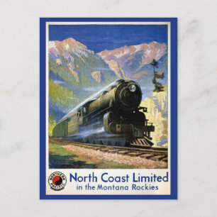 North Coast Limited Vintage Travel Poster Restored Postcard