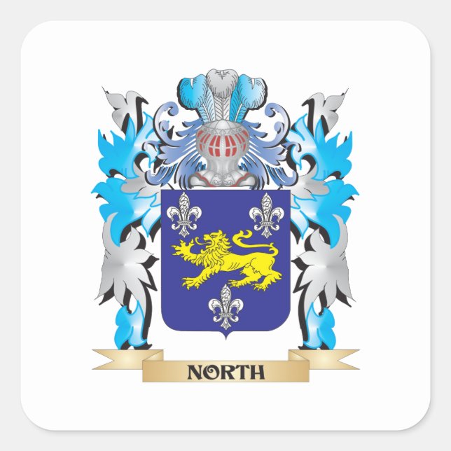 North Coat of Arms - Family Crest Square Sticker (Front)