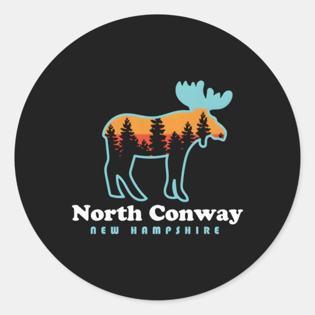 North Conway New Hampshire Moose Mountains Classic Round Sticker (Front)