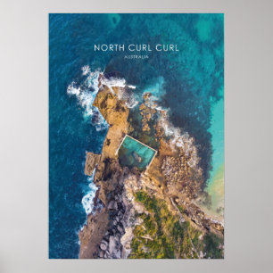 North Curl Curl, Australia Travel Illustration Poster