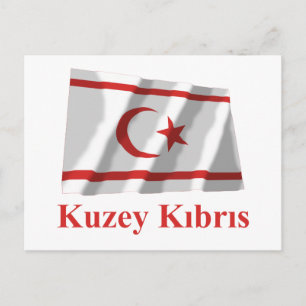 North Cyprus Waving Flag with Name in Turkish Postcard