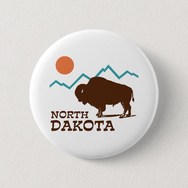 North Dakota 6 Cm Round Badge (Front)