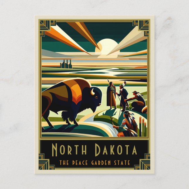 North Dakota | Art Deco Postcard (Front)