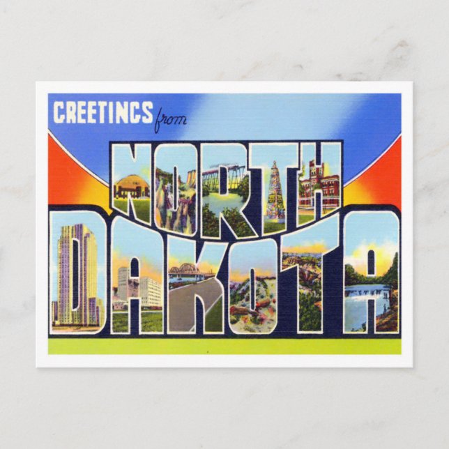 North Dakota Big Letters Postcard (Front)