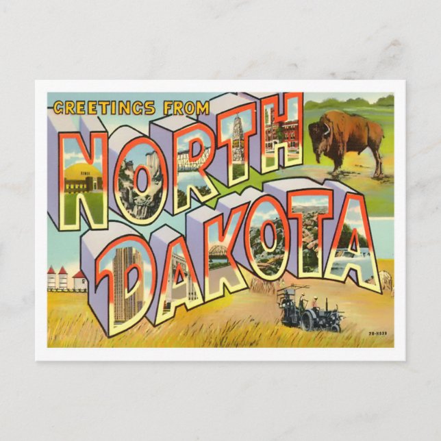 North Dakota Big Letters Postcard (Front)