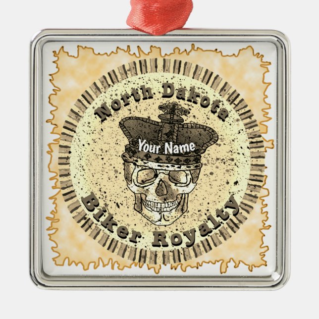 North Dakota Biker  Metal Tree Decoration (Front)