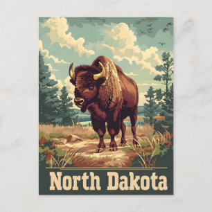 North Dakota Bison Vintage Postcard