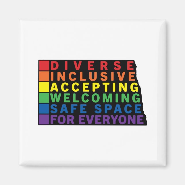 North Dakota (Black) LGBTQ Safe Space Magnet (Front)
