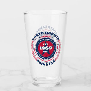 North Dakota Circular Typography Design Glass