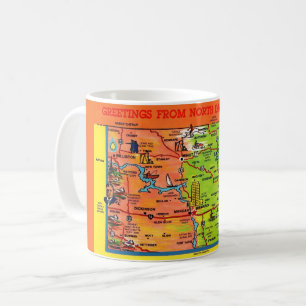 North Dakota Colourful Illustrated Map Mug