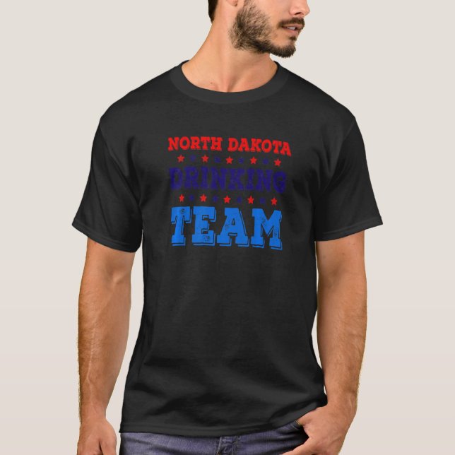 North Dakota Drinking Team State Pride  Beer Drink T-Shirt (Front)