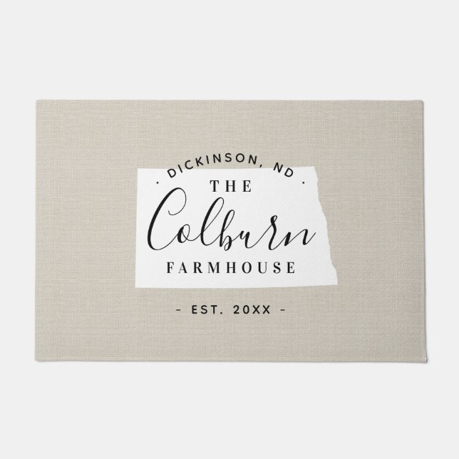 North Dakota Family Monogram State Doormat (Front)