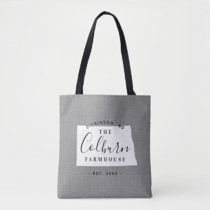 North Dakota Family Monogram State Tote Bag
