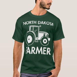 North Dakota Farmer Vintage Men Tractor Farm Loca T-Shirt