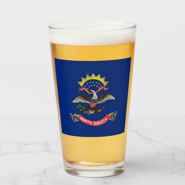 North Dakota flag  Glass (Front Filled)