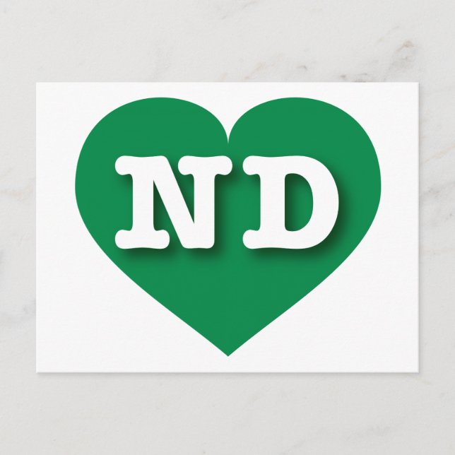 North Dakota Green Heart - I love ND Postcard (Front)