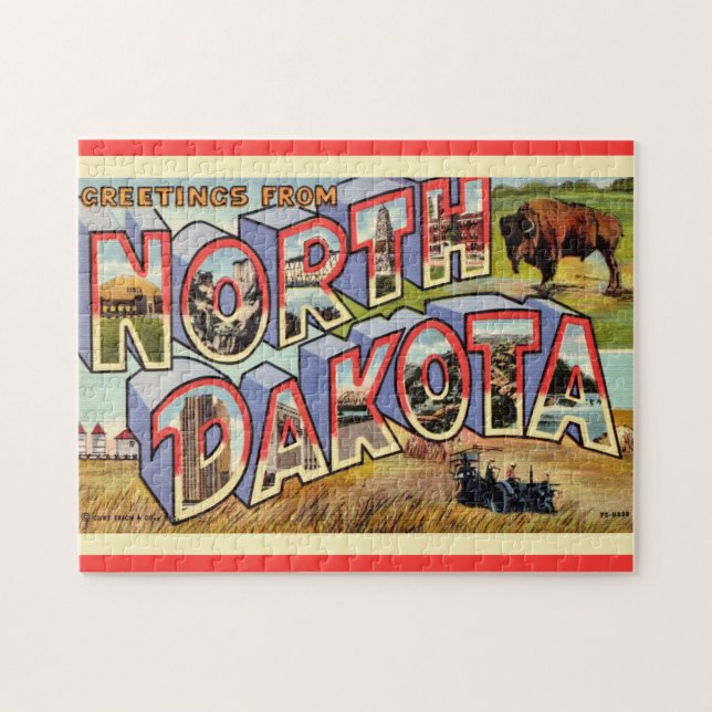 North Dakota Greetings 11x14 Postcard Jigsaw Puzzle (Horizontal)