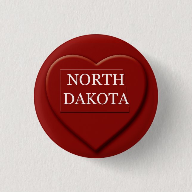 North Dakota Heart Map Design Button (Front)