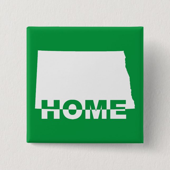 North Dakota Home Away From State Button Badge Pin (Front)